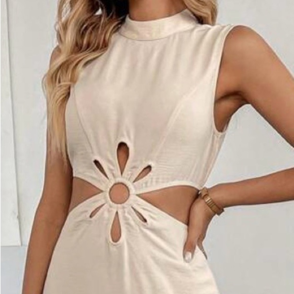 Women's Cream A-Line Midi dress